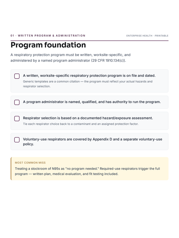 Respiratory Protection Program Checklist — page 2